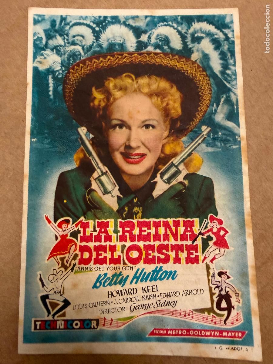 Cine: LA REINA DEL OESTE. . Mide unos 13x8cms. Antiguo programa de cine - Foto 1
