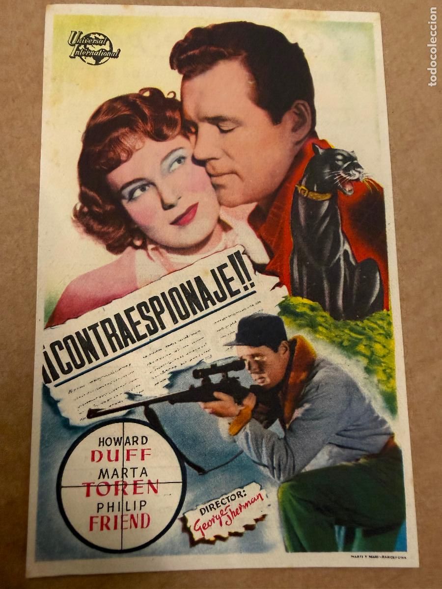 Cine: CONTRAESPIONAJE . Mide unos 13x8cms. Antiguo programa de cine - Foto 1