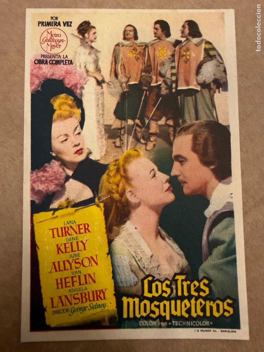 Cine: LOS TRES MOSQUETEROS. Mide unos 13x8cms. Antiguo programa de cine - Foto 1
