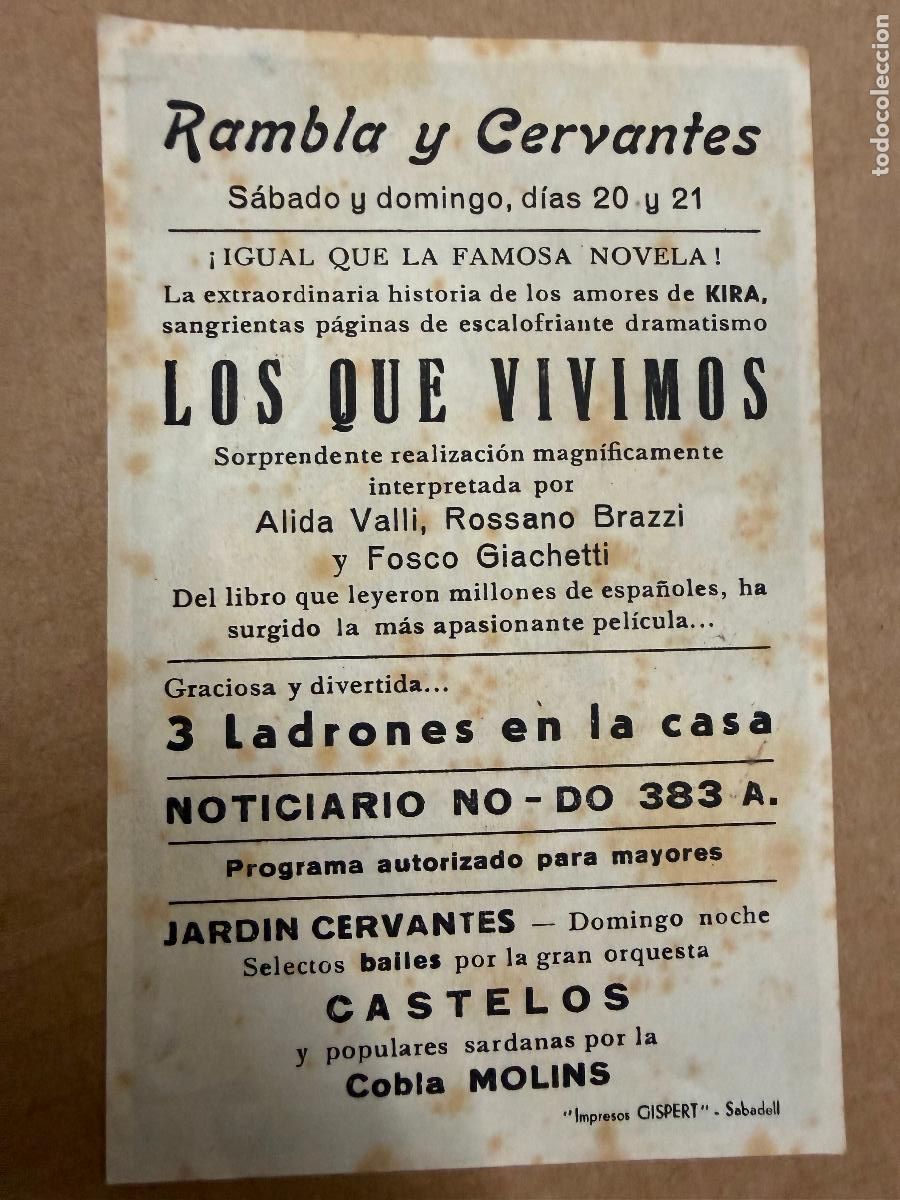 Cine: 3 LADRONES EN LA CASA. Mide unos 13x8cms. Antiguo programa de cine - Foto 2