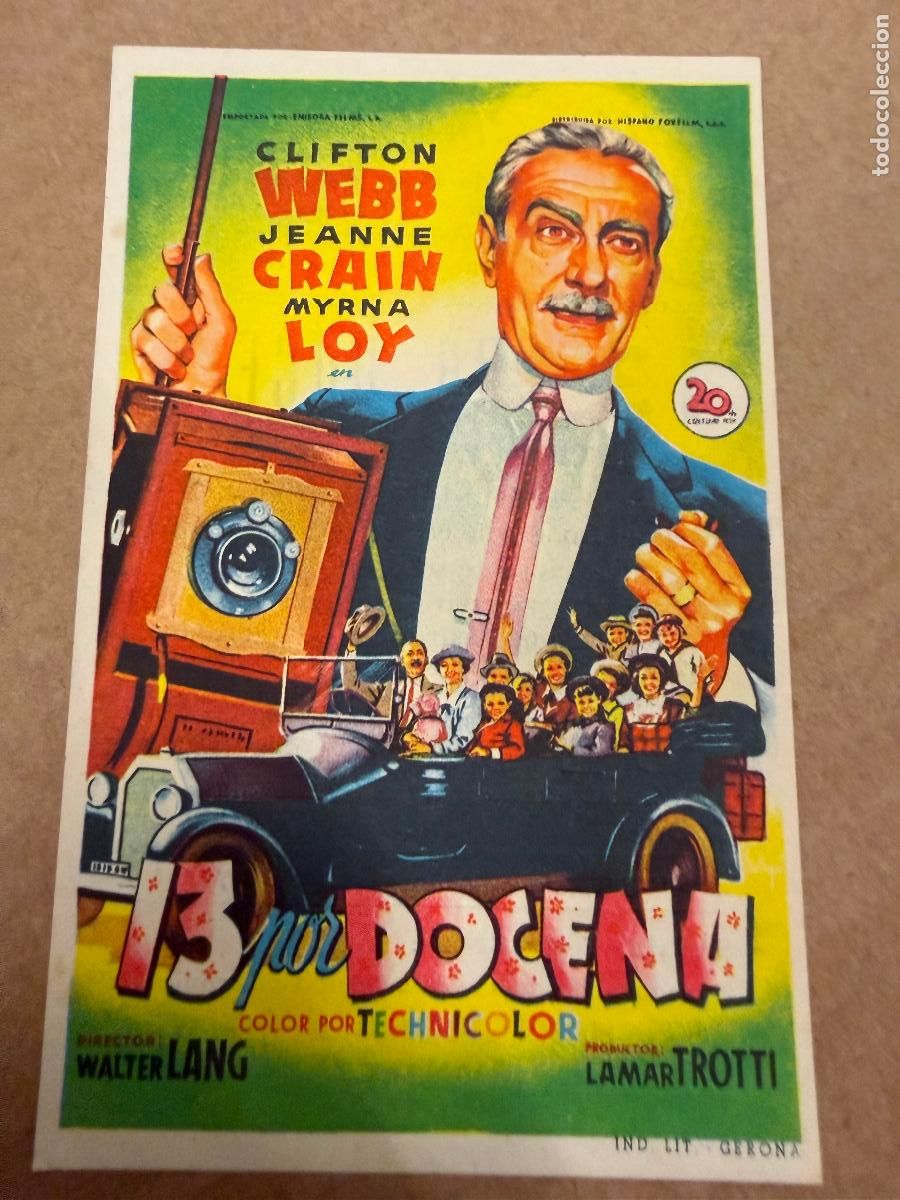  Foglietti di film di film antichi di cinema: 13 POR DOCENA. . Mide unos 13x8cms. Antiguo programa de cine
