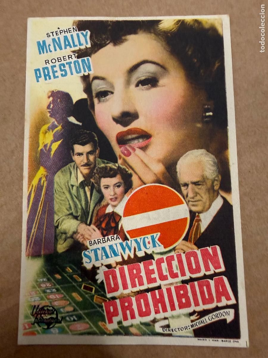 Cine: DIRECCION PROHIBIDA. Mide unos 13x8cms. Antiguo programa de cine - Foto 1