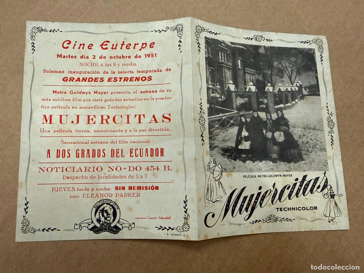  Foglietti di film di film antichi di cinema: MUJERCITAS. D&iacute;ptico. Plegado mide unos 12x9cms. Antiguo programa de cine