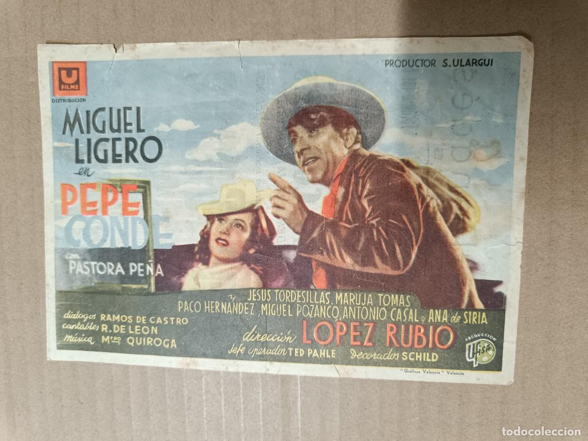 Folhetos de m&atilde;o de filmes antigos de cinema: ANTIGUA PROGRAMACION DE CINE PANAD&Eacute;S, LLOREN&Ccedil; DEL PENED&Egrave;S, PELICULA PEPE CONDE, FOLLETO -P25