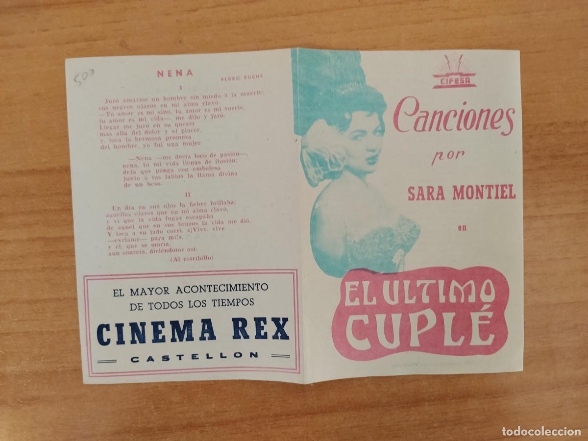  Foglietti di film di film antichi di cinema: ROSA--PROGRAMA DE CINE---EL ULTIMO CUPLE CT
