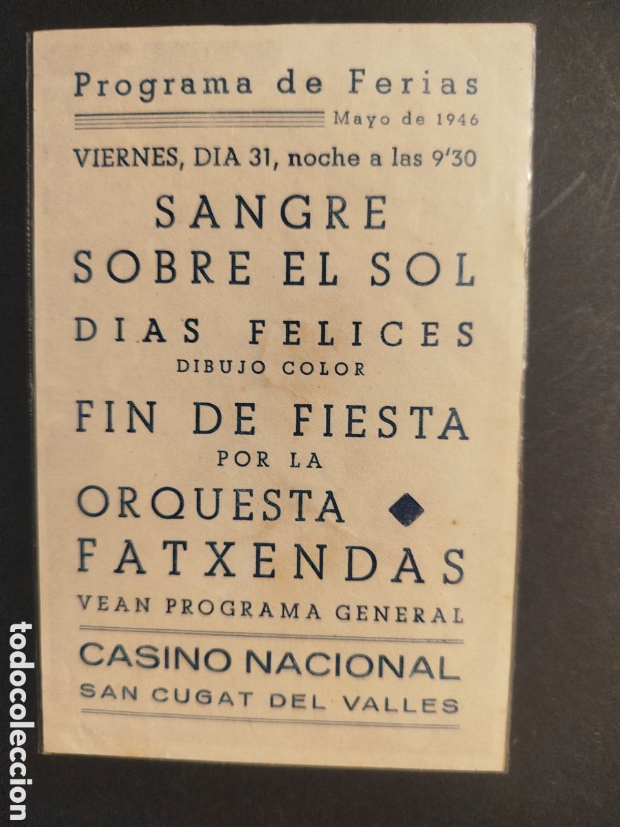 Cine: SANGRE SOBRE EL SOL PROGRAMA DE MANO 1946 C/P - Foto 2
