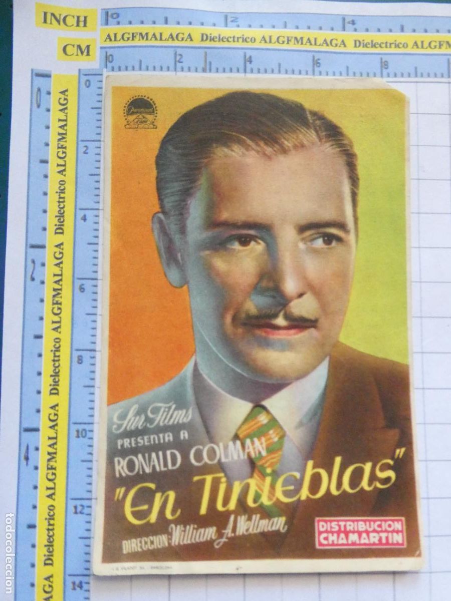 Cine: PROGRAMA DE MANO. PEL&Iacute;CULA EN TINIEBLAS PUBLICIDAD CINE JARD&Iacute;N PLUS ULTRA M&Aacute;LAGA. 198