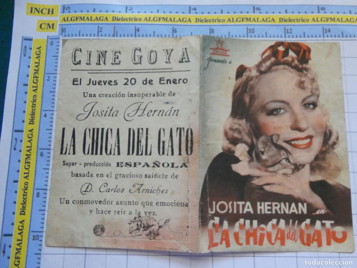 Cine: PROGRAMA DE MANO. PEL&Iacute;CULA LA CHICA DEL GATO PUBLICIDAD CINE GOYA M&Aacute;LAGA. 199