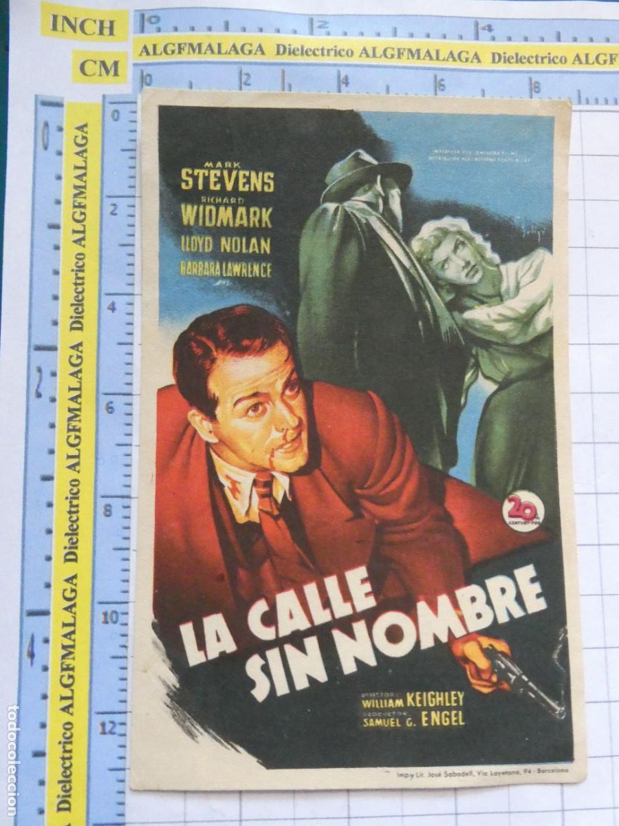 Cine: PROGRAMA DE MANO. PEL&Iacute;CULA LA CALLE SIN NOMBRE. PUBLICIDAD CINE ECHEGARAY. 203