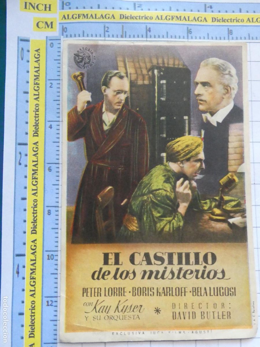 Cine: PROGRAMA DE MANO. PEL&Iacute;CULA EL CASTILLO DE LOS MISTERIOS. PUBLICIDAD CINE MODERNO MALAGA. 205