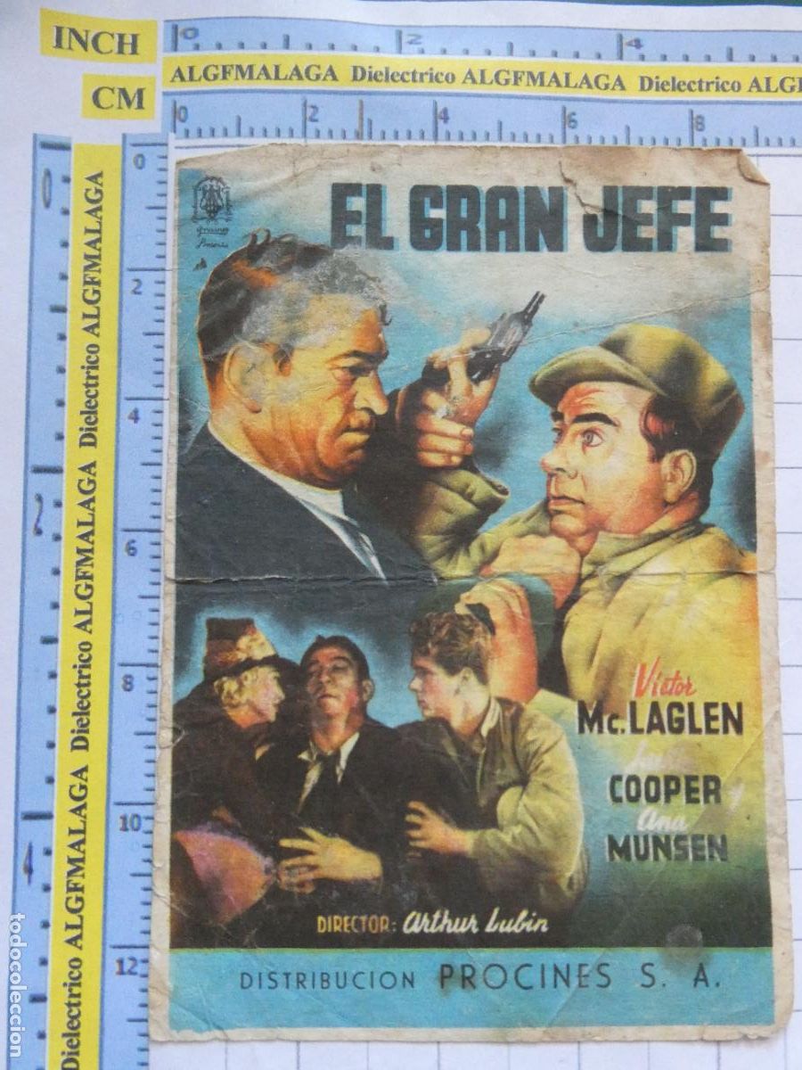 Cine: PROGRAMA DE MANO. PEL&Iacute;CULA EL GRAN JEFE. PUBLICIDAD CINE MODERNO MALAGA A&Ntilde;O 1946. 207