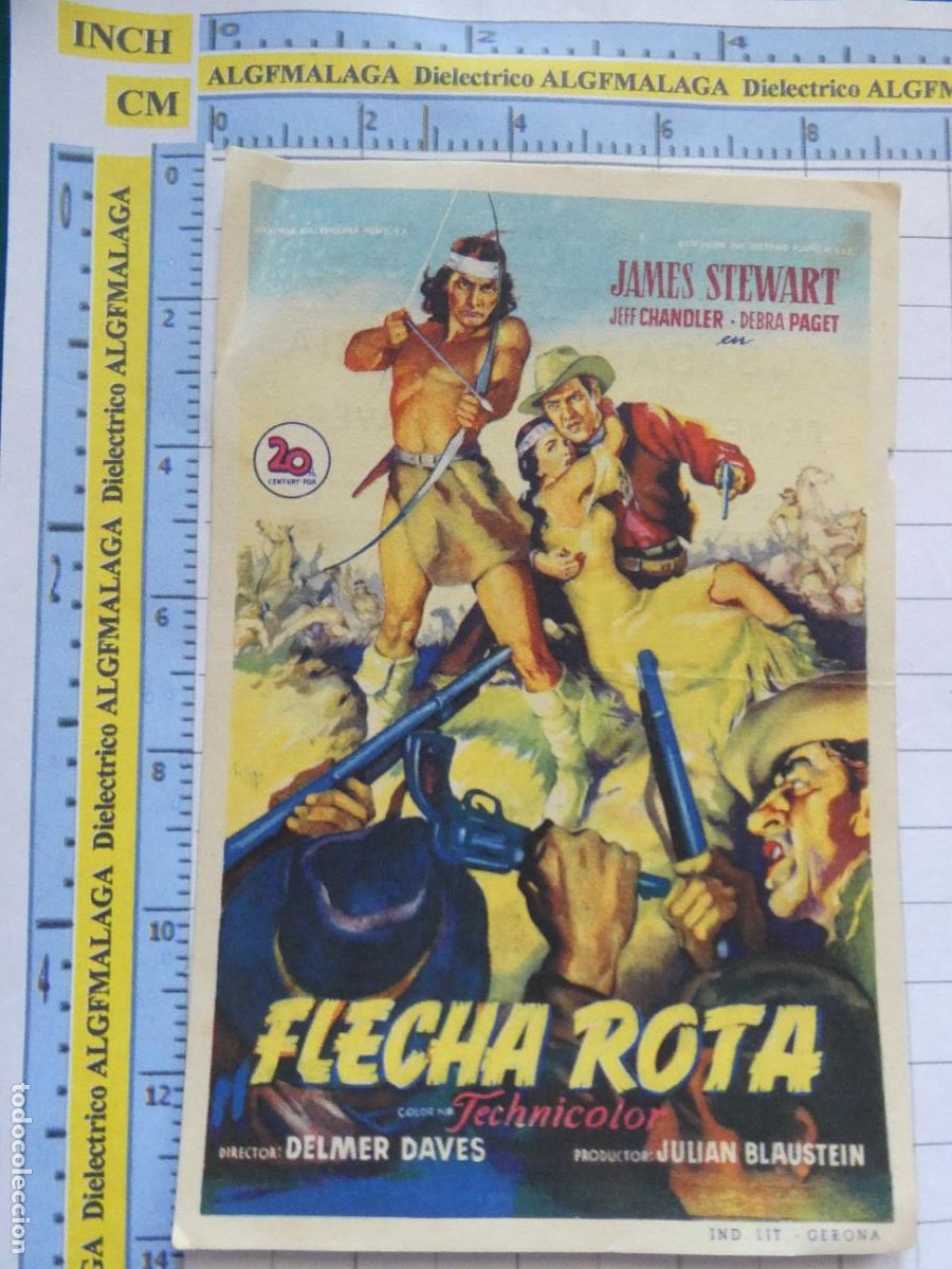 Cine: PROGRAMA DE MANO. PEL&Iacute;CULA FLECHA ROTA. PUBLICIDAD CINE GOYA M&Aacute;LAGA. 210