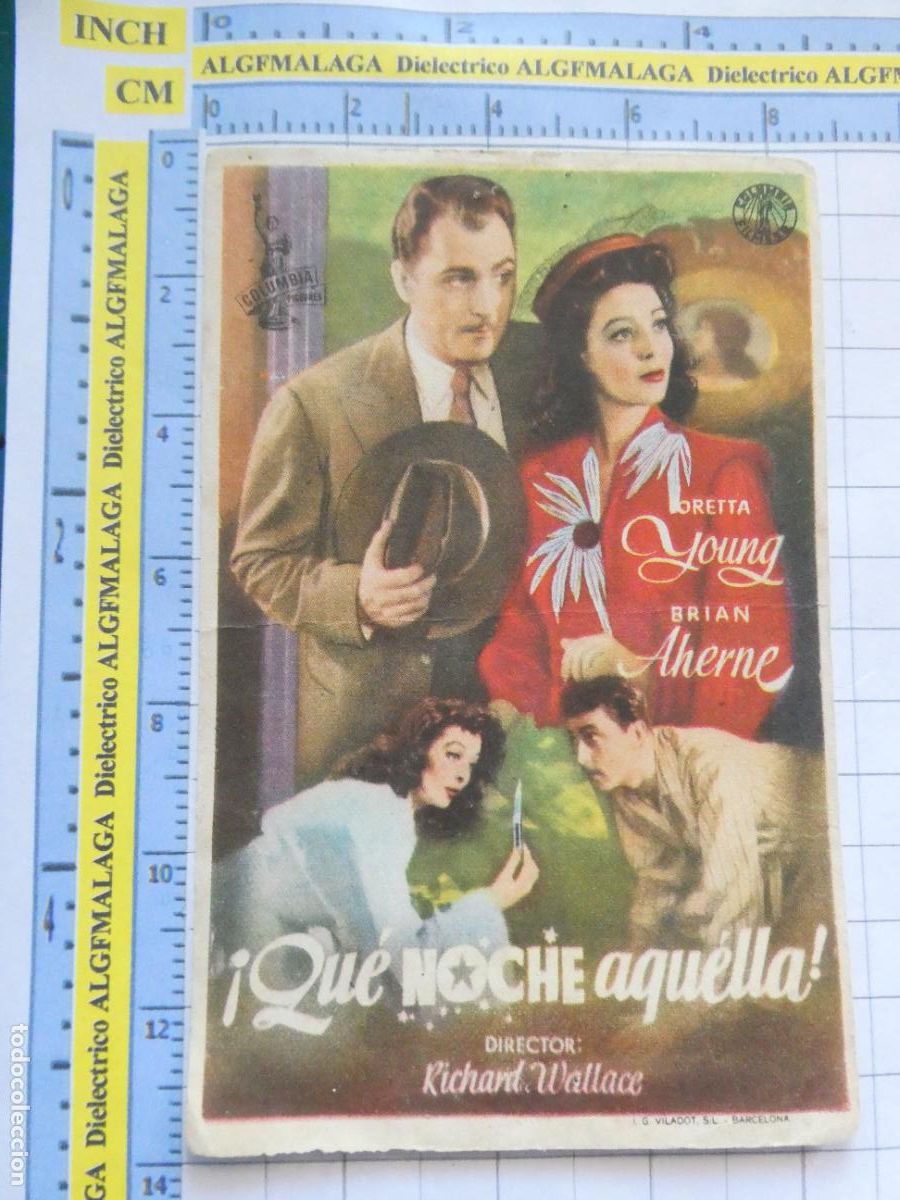 Cine: PROGRAMA DE MANO. PEL&Iacute;CULA QUE NOCHE AQUELLA. PUBLICIDAD CINE CAPITOL M&Aacute;LAGA. 211