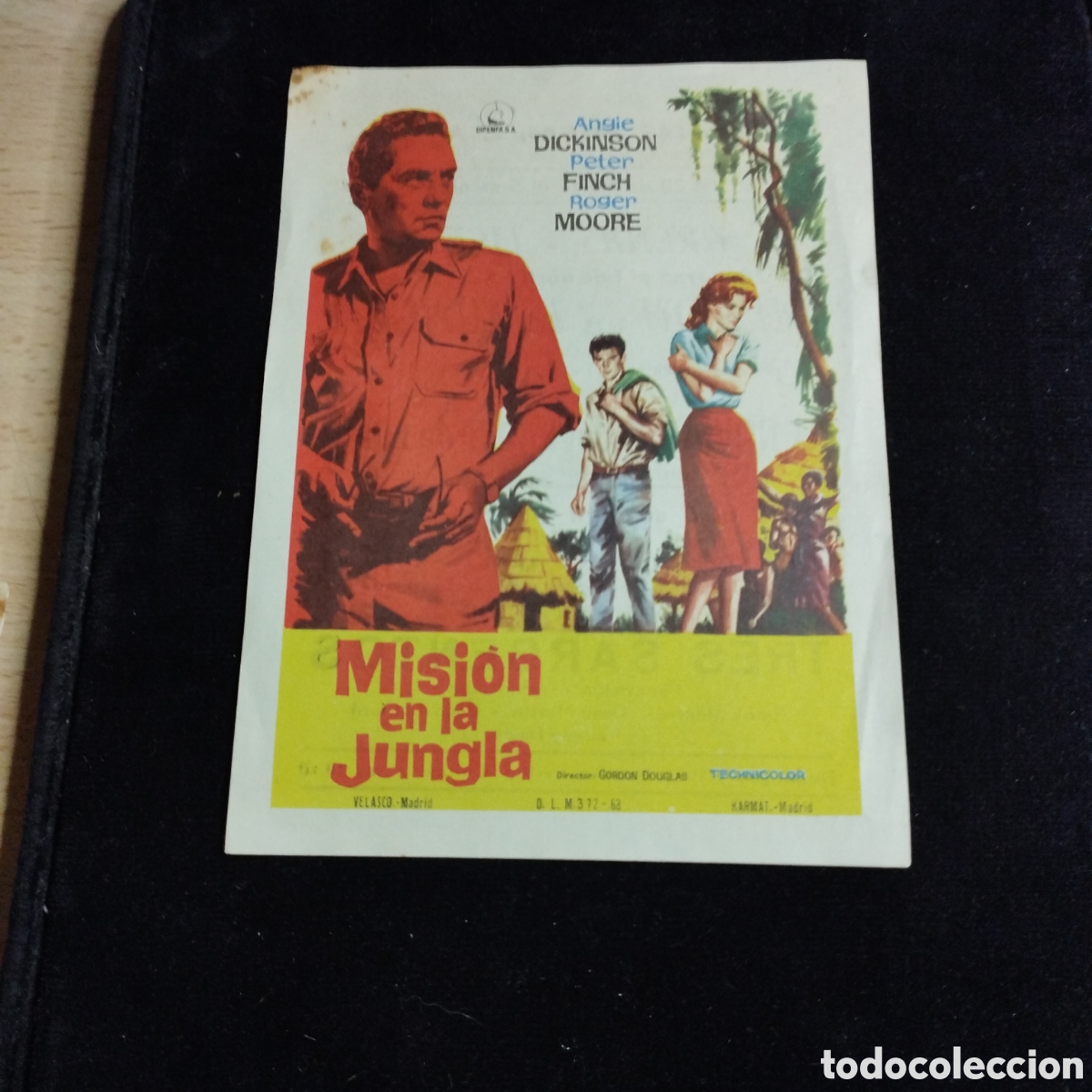 Cine: Programa de cine, sencillo. Misi&oacute;n en la Jungla. Angie Dickinson. Peter Finch. 1964. Las Arenas.