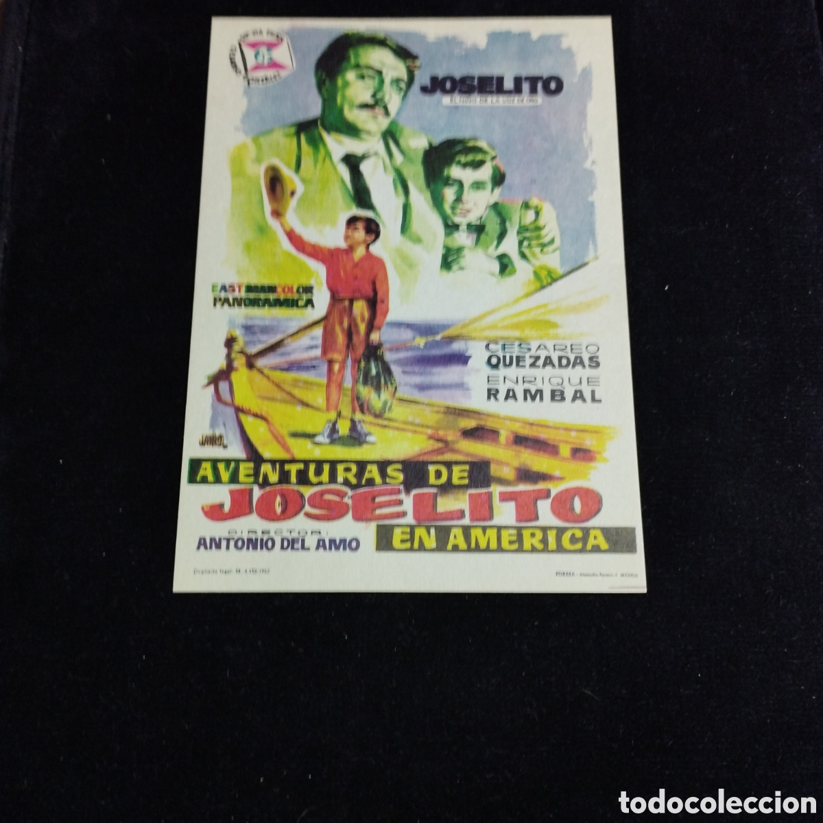 Cine: Programa de cine, sencillo. Las aventuras de Joselito en Am&eacute;rica. Ces&aacute;reo Quezadas. Enrique Rambal.