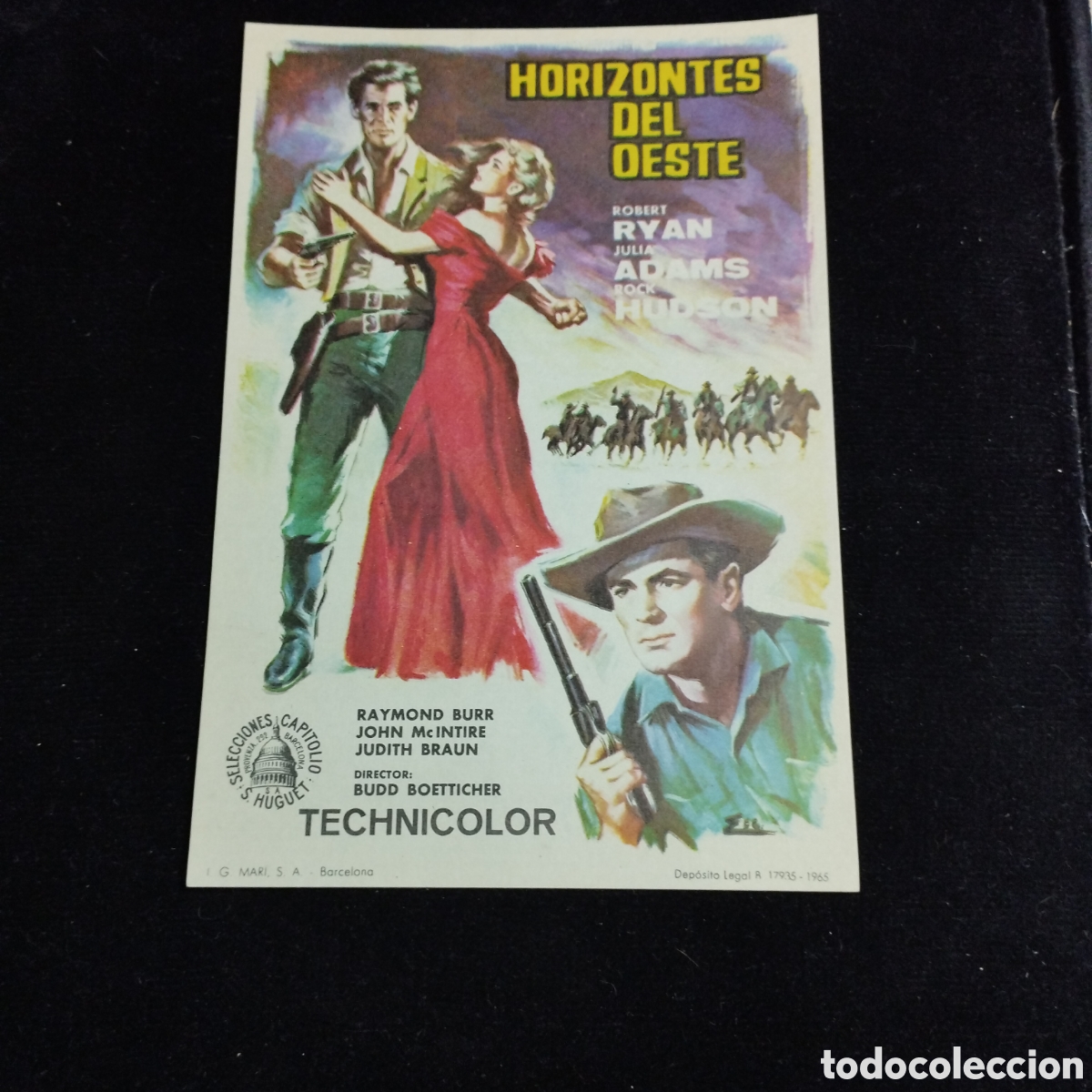 Cine: Programa de cine,sencillo. Horizontes del Oeste. Robert Ryan. Julia Adams. Rock Hudson. Sp