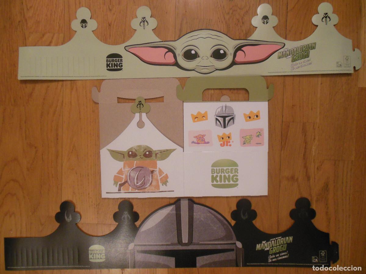Cine: THE MANDALORIAN AND GROGU STAR WARS 1 CAJA VACIA Y 2 CORONAS PROMO BURGER KING PROGRAMA DE CINE
