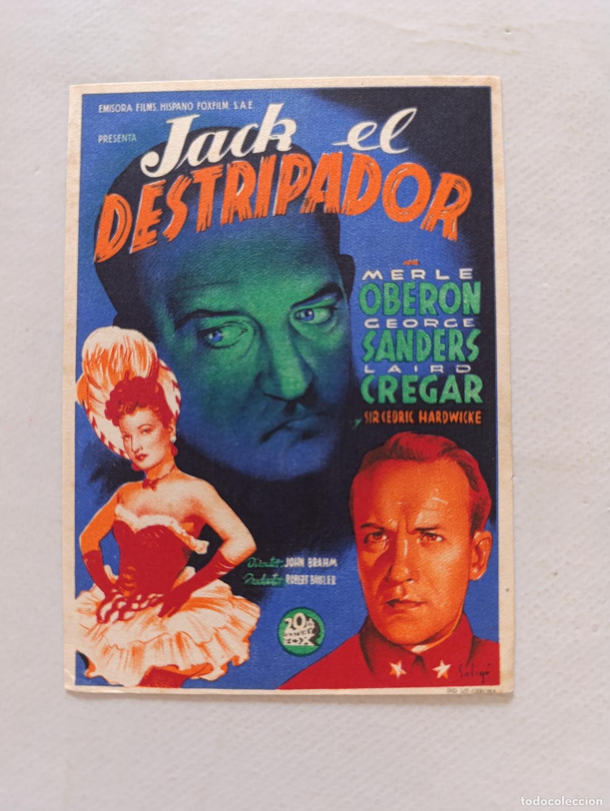Cine: FOLLETO DE MANO - JACK EL DESTRIPADOR - MERLE OBERON - SIN PUBLICIDAD (148I)