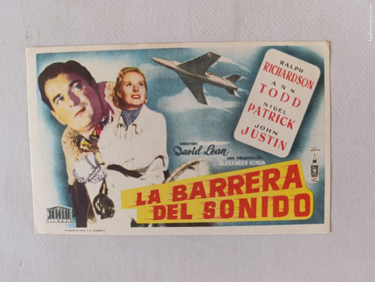 Cine: FOLLETO DE MANO - LA BARRERA DEL SONIDO - RALPH RICHARDSON - SIN PUBLICIDAD (148I)