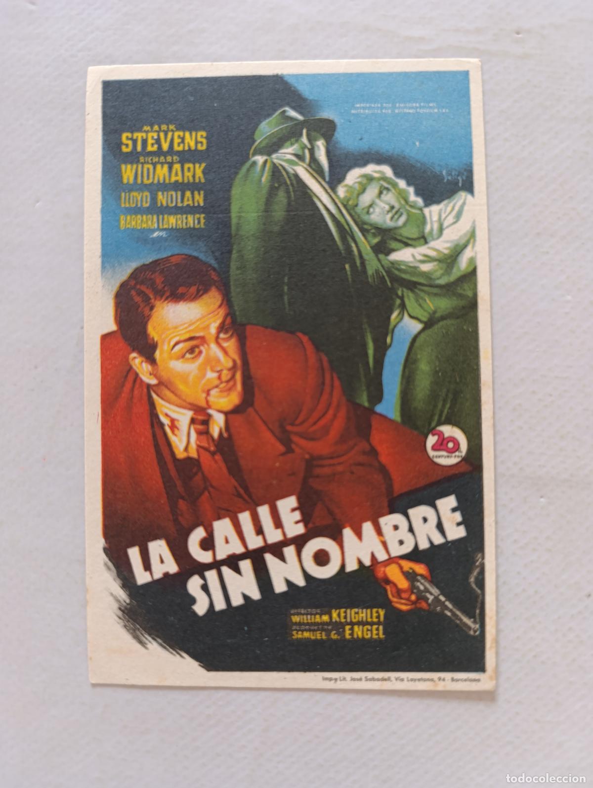 Cine: FOLLETO DE MANO - LA CALLE SIN NOMBRE - RICHARD WIDMARK - SIN PUBLICIDAD (148I)