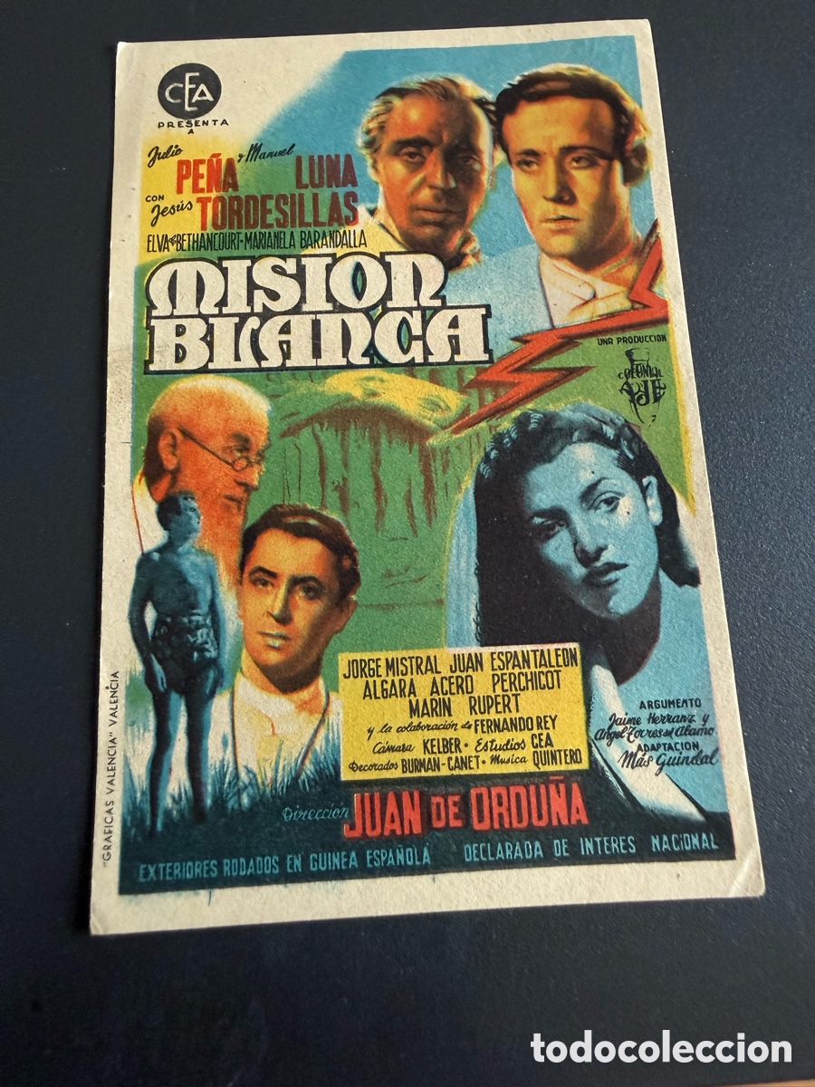 Cine: Folleto. MISI&Oacute;N BLANCA. Juan de Ordu&ntilde;a