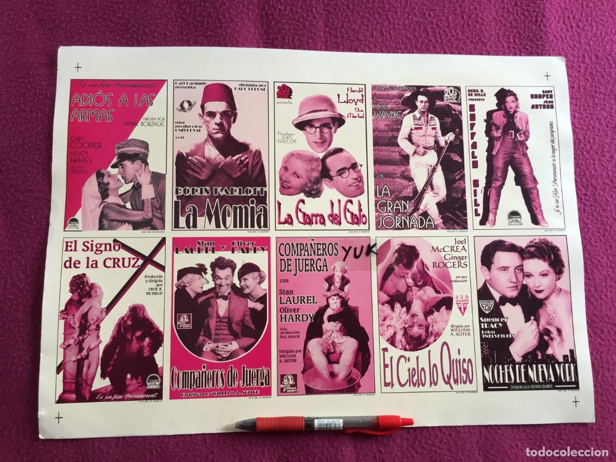 Cine: PRUEBA DE IMPRENTA DE 10 ANTIGUOS PROGRAMAS DE CINE EN CARTON - Foto 1