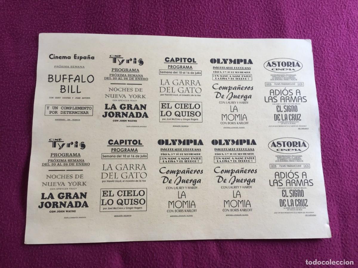 Cine: PRUEBA DE IMPRENTA DE 10 ANTIGUOS PROGRAMAS DE CINE EN CARTON - Foto 5