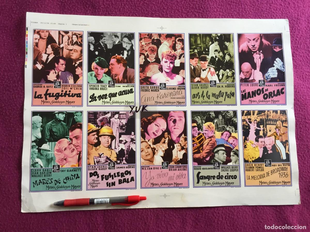 Cine: PRUEBA DE IMPRENTA DE 10 ANTIGUOS PROGRAMAS DE CINE EN CARTON - Foto 1