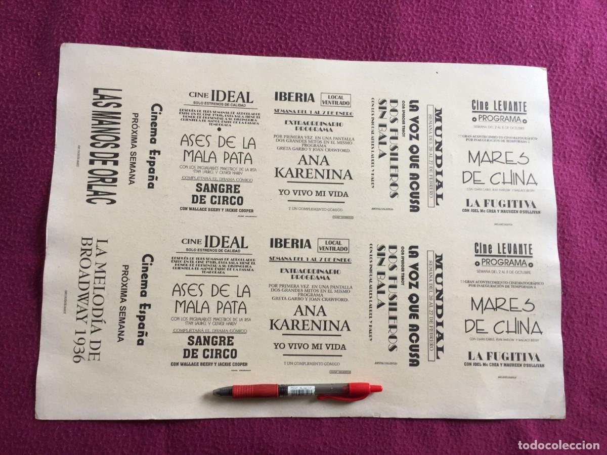 Cine: PRUEBA DE IMPRENTA DE 10 ANTIGUOS PROGRAMAS DE CINE EN CARTON - Foto 8