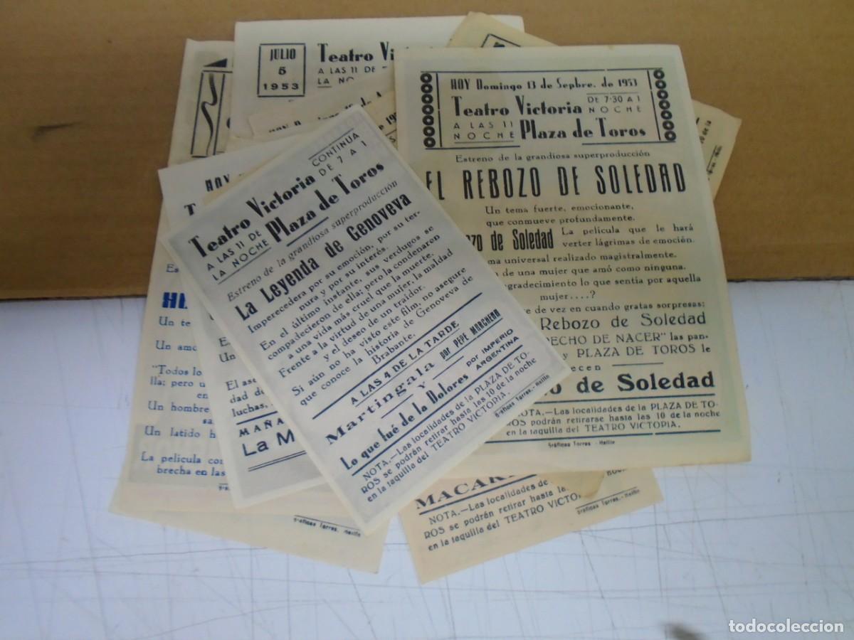 Cine: LOTE DE 12 PROGRAMAS SENCILLOS DE CINE CON PUBLICIDAD TEATRO VICTORIA/PLAZA DE TOROS DE HELLIN,40/50