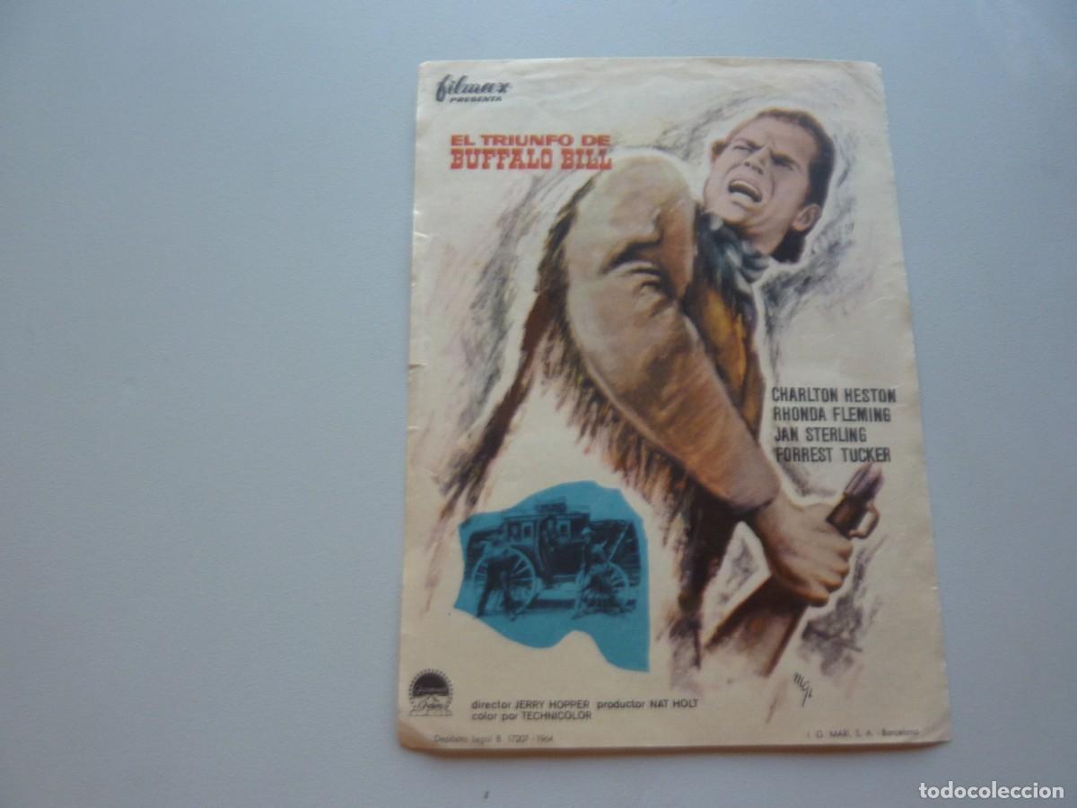 Cine: Folleto de cine EL TRIUNFO DE BUFFALO BILL con publicidad