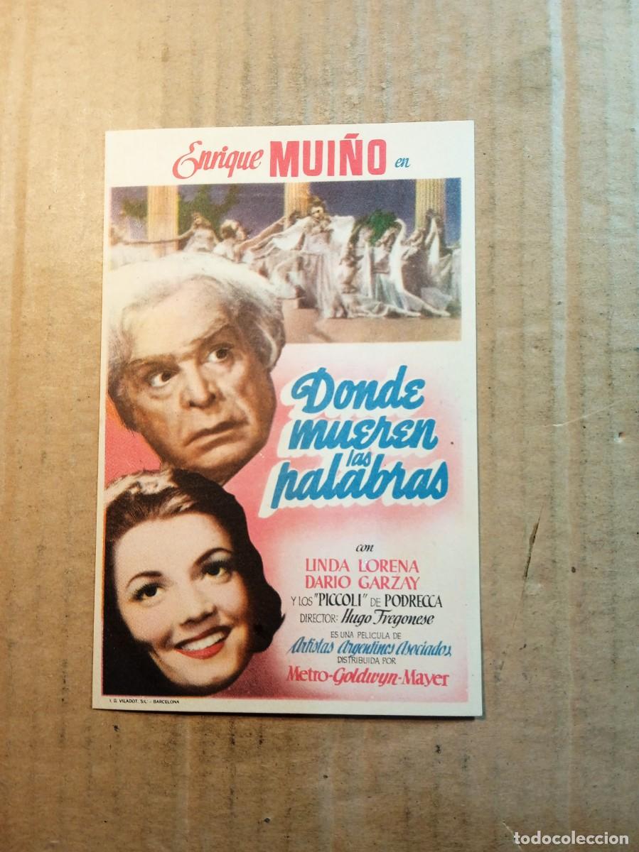Cine: FOLLETO DE MANO SIN PUBLICIDAD DONDE MUEREN LAS PALABRAS