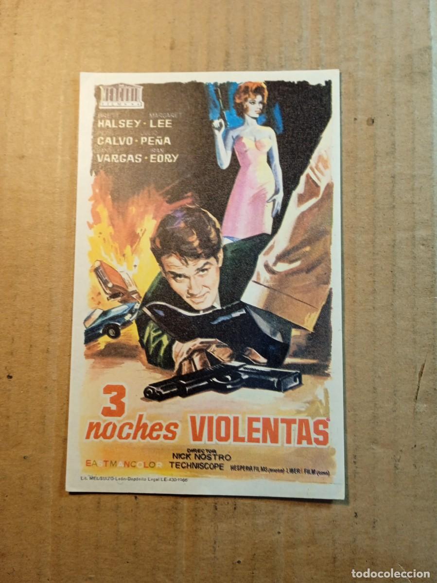 Cine: FOLLETO DE MANO SIN PUBLICIDAD 3 NOCHES VIOLENTAS