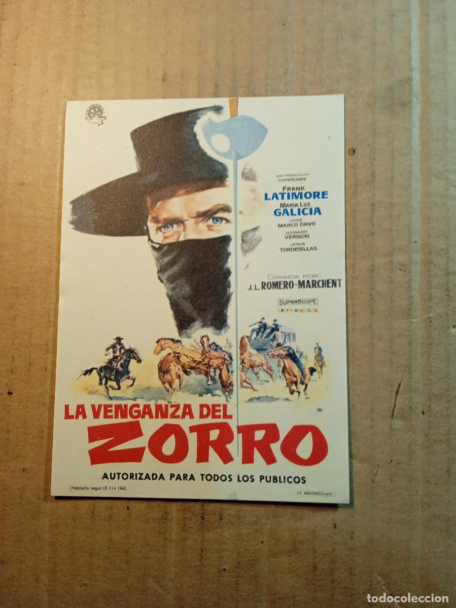 Cine: FOLLETO DE MANO SIN PUBLICIDAD LA VENGANZA DEL ZORRO