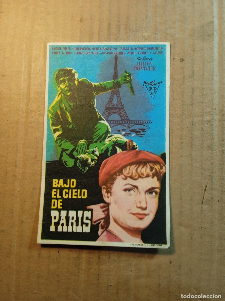 Cine: FOLLETO DE MANO SIN PUBLICIDAD BAJO EL CIELO DE PARIS