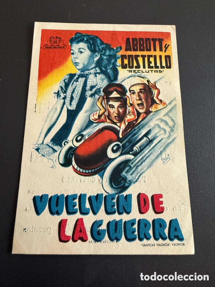 Cine: Folleto. ABBOTT Y COSTELLO. VUELVEN DE LA GUERRA. Publicidad