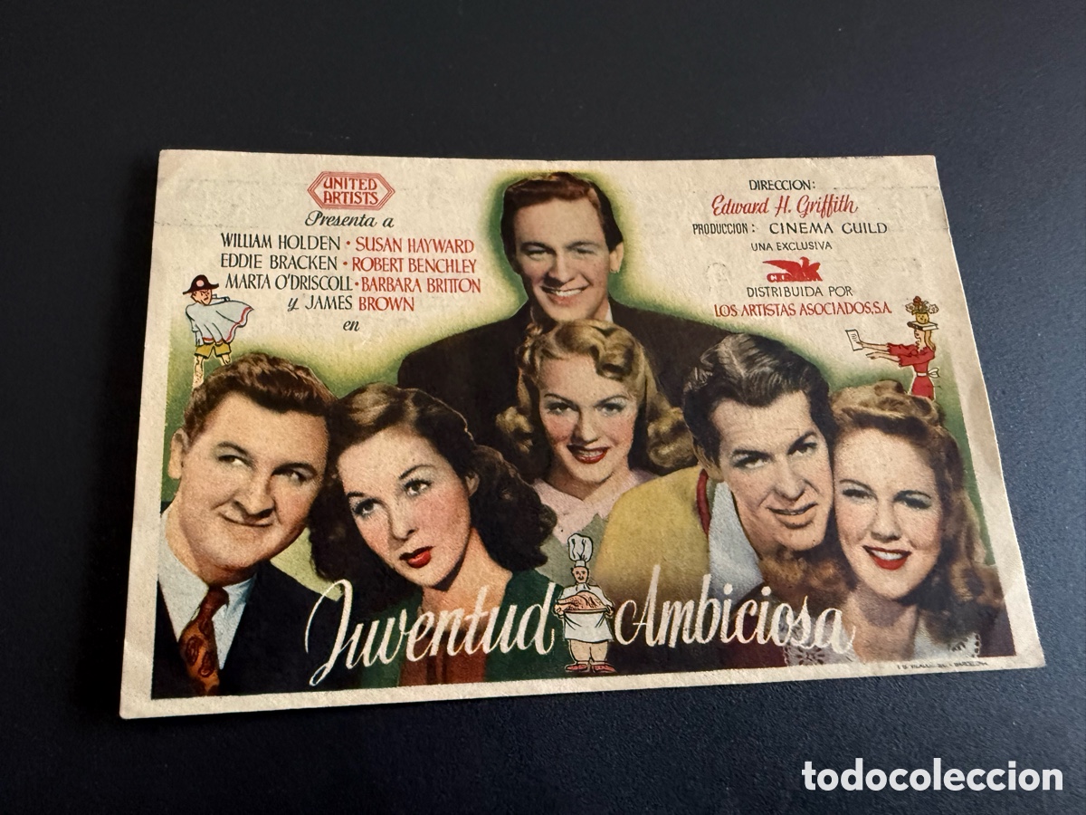 Cine: Folleto. JUVENTUD AMBICIOSA. Publicidad