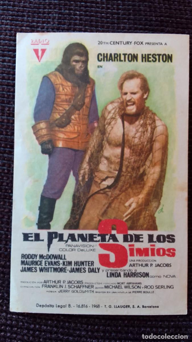 Cine: PROGRAMA DE CINE. EL PLANETA DE LOS SIMIOS. CHARLTON HESTON. CINE LAS VEGAS. DE MANO.