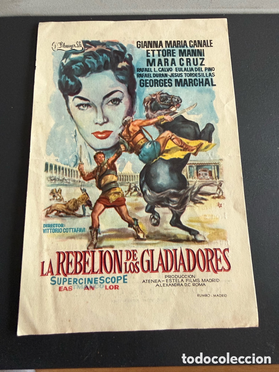 Cine: Folleto. LA REBELI&Oacute;N DE LOS GLADIADORES Publicidad