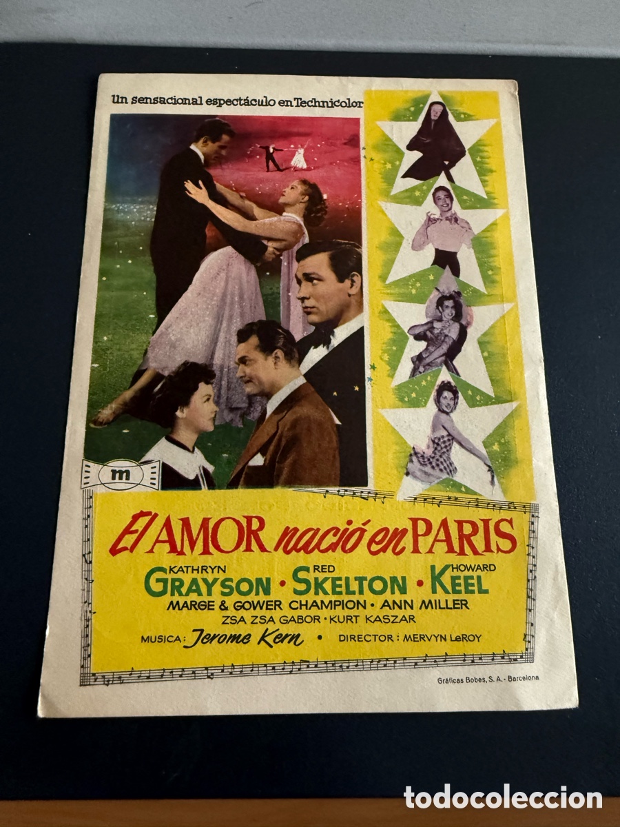 Cine: Folleto. EL AMOR NACI&Oacute; EN PARIS. Publicidad