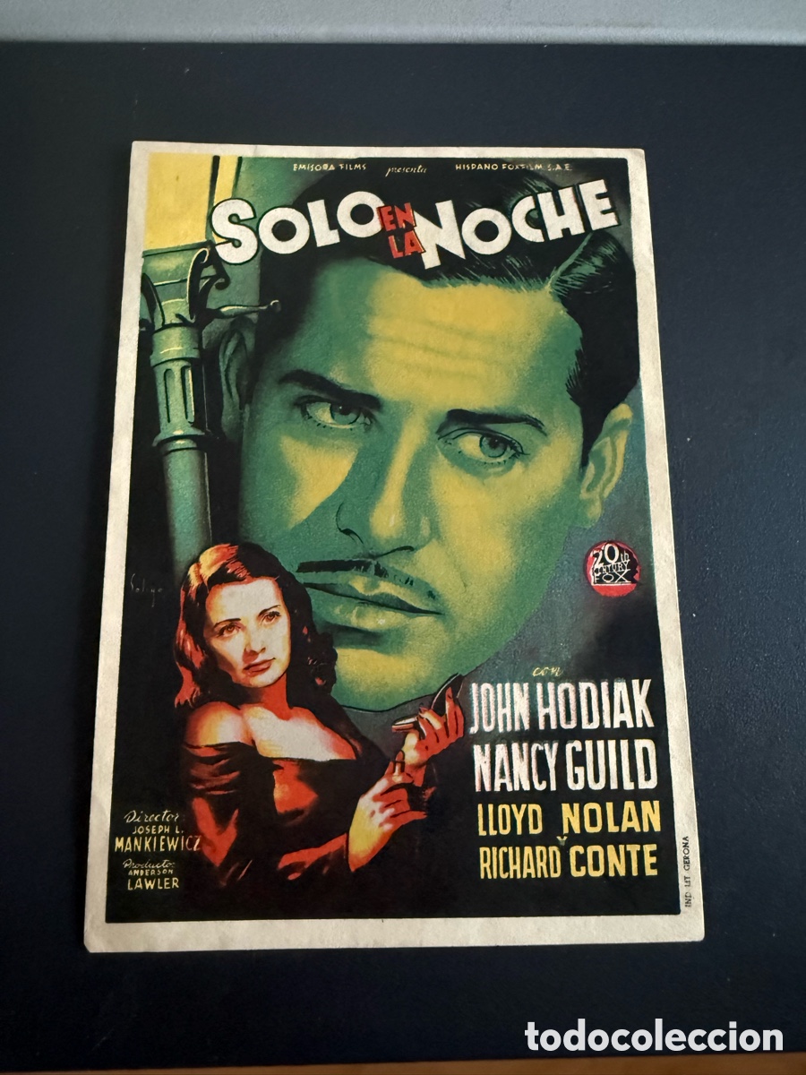 Cine: Folleto. SOLO EN LA NOCHE. Publicidad
