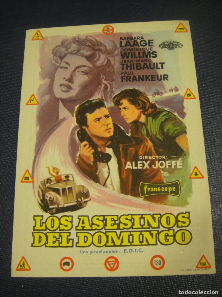 Cine: los asesinos del domingo , folleto de mano , publicidad teatro iris , zaragoza