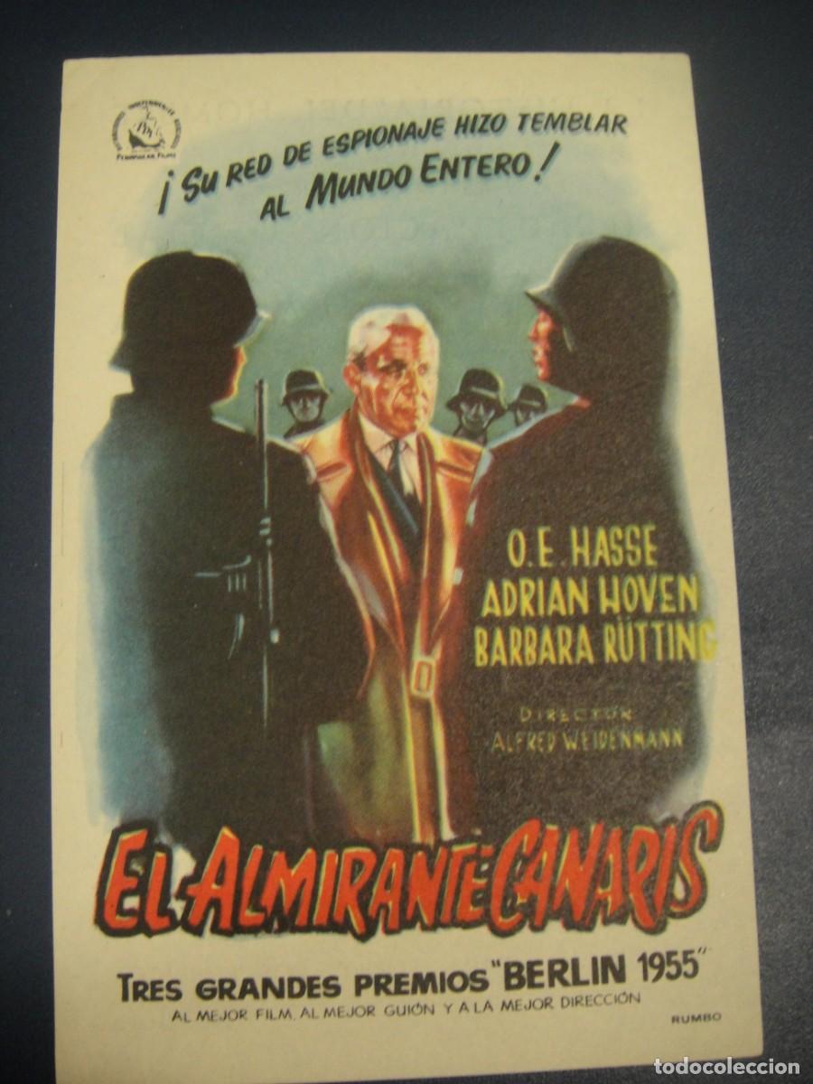 Cine: el almirante canaris , folleto de mano , publicidad cine palafox , zaragoza