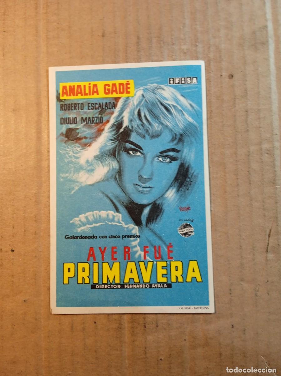 Cine: FOLLETO DE MANO SIN PUBLCIDAD AYER FUE PRIMAVERA