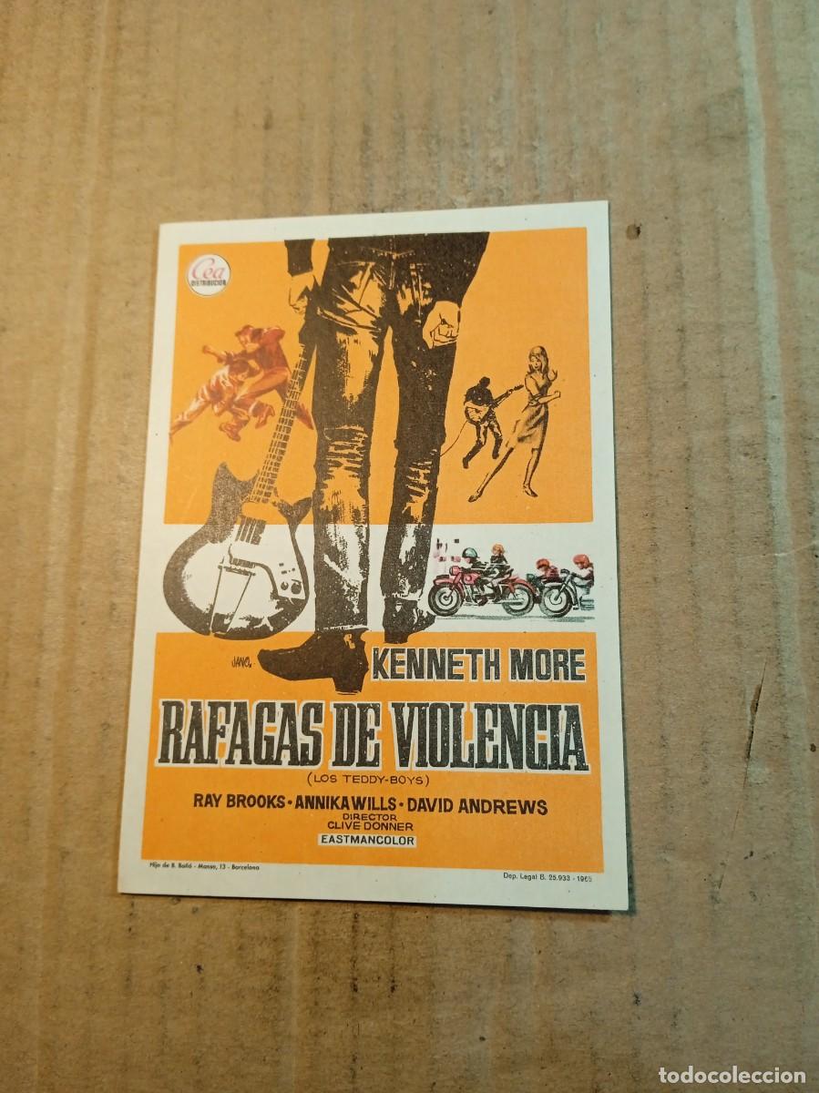 Cine: FOLLETO DE MANO SIN PUBLCIDAD RAFAGAS DE VIOLENCIA