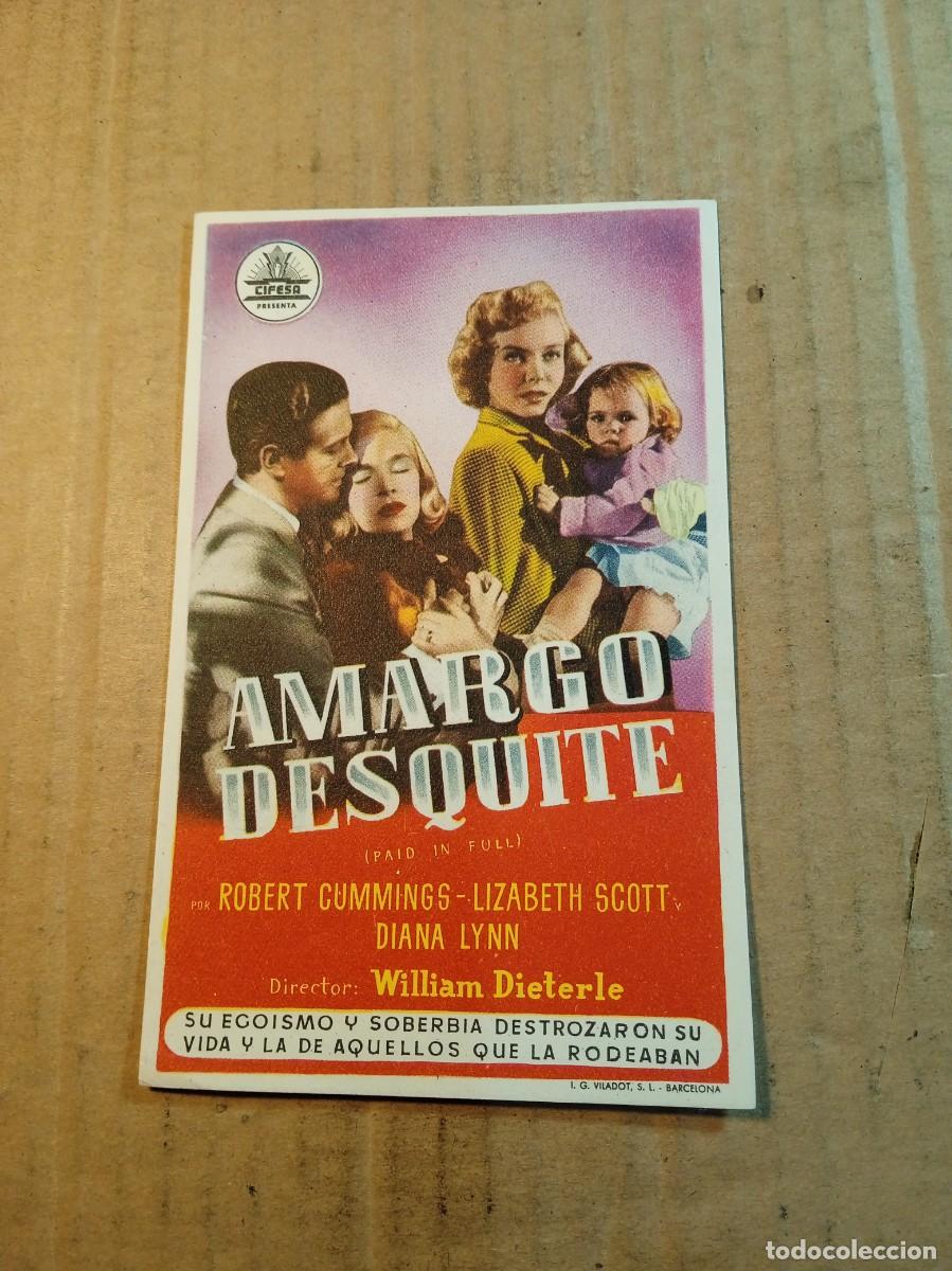 Cine: FOLLETO DE MANO SIN PUBLICIDAD AMARGO DESQUITE