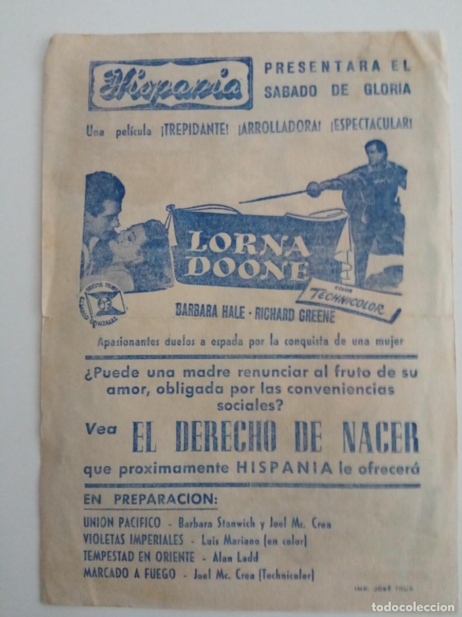 Cine: LORNA DOONE, BARBARA HALE, CON CLICH&Eacute; POR DETR&Aacute;S, CINE HISPANIA