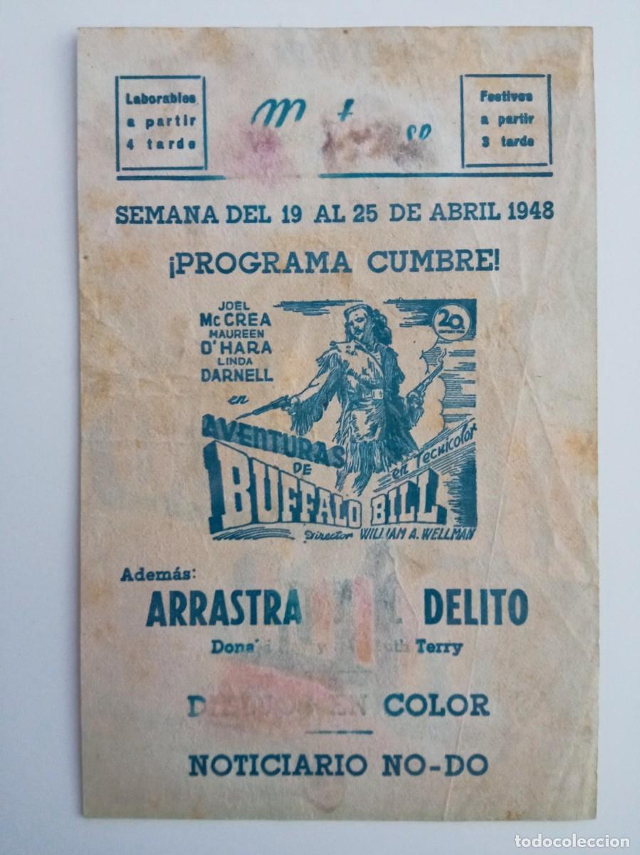 Cine: AVENTURAS DE BUFFALO BILL, JOEL MCCREA, CON CLICH&Eacute; POR DETR&Aacute;S, CINE MARTINENSE, 1948