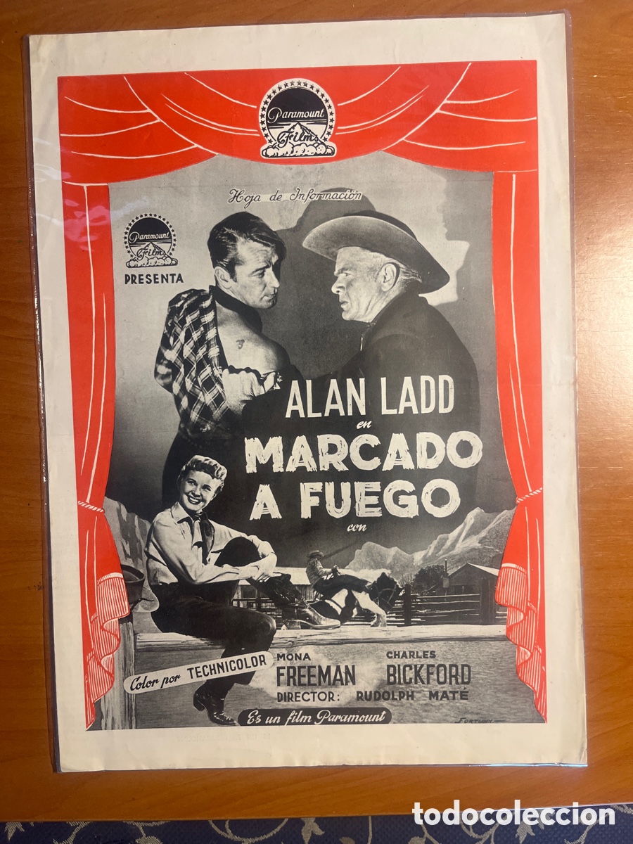 Cine: ALAN LADD EN MERCADO A FUEGO HOJA DE INFORMACI&Oacute;N, (PARAMOUNT FILM)
