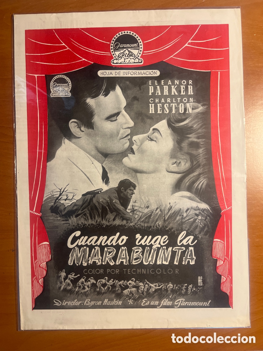 Cine: CUANDO RUGE LA MARABUNTA HOJA DE INFORMACI&Oacute;N, (PARAMOUNT FILM)